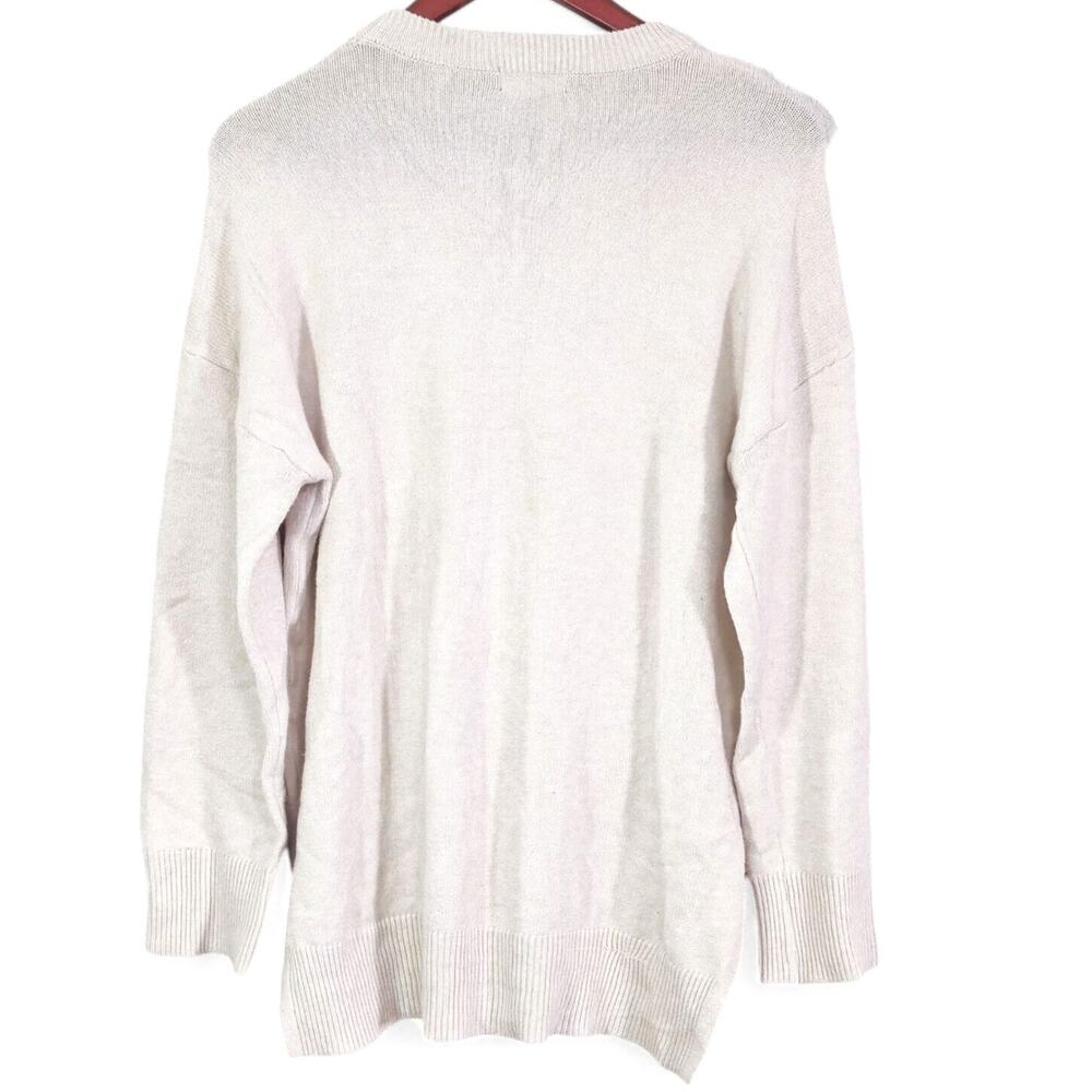 Tahari Crew Neck Pullover Sweater Cream Size L Neutral Minimalist NWT - Picture 2 of 10